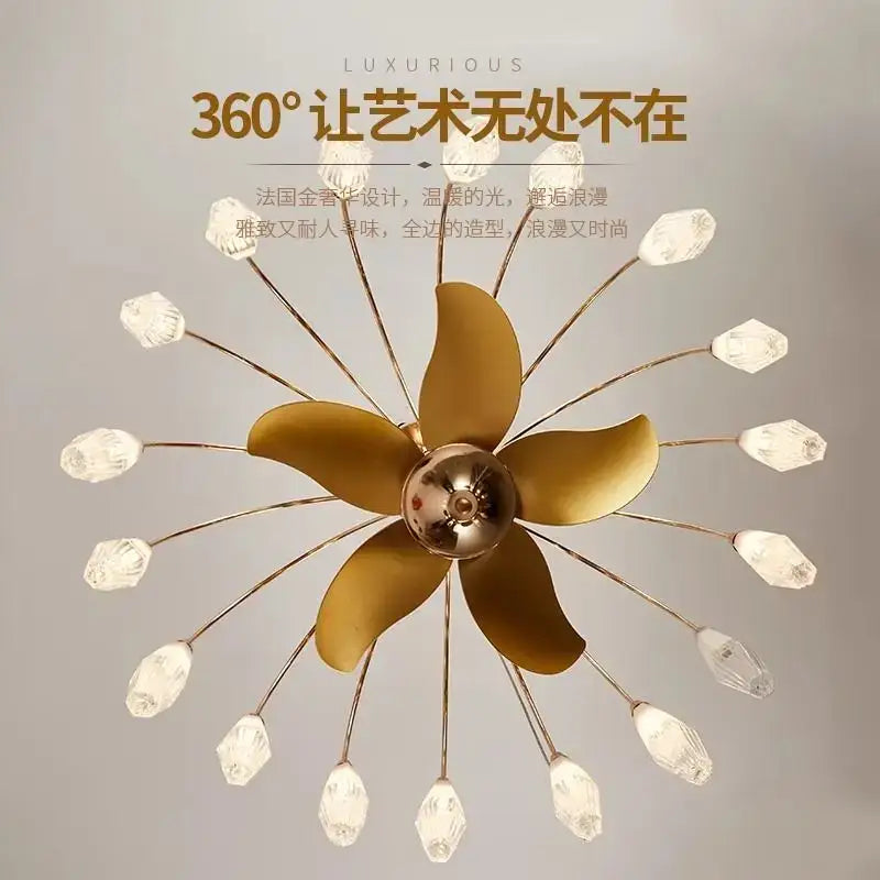 Gold Crystal Fan Chandelier 18-Head Design