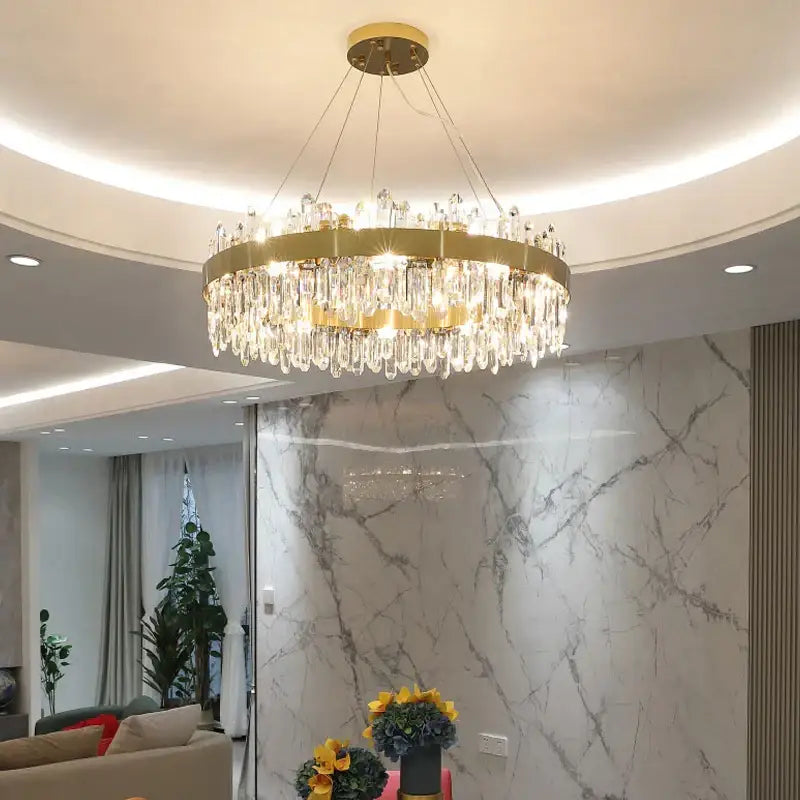 Gold Crystal Circle Chandelier