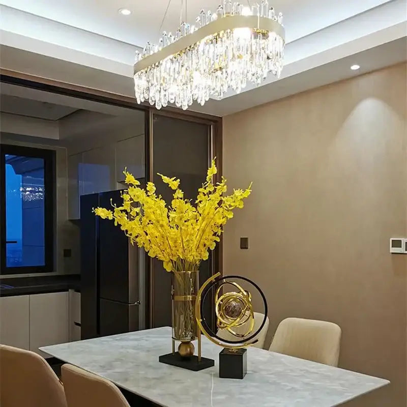 Gold Crystal Circle Chandelier
