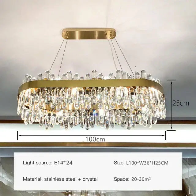 Gold Crystal Circle Chandelier