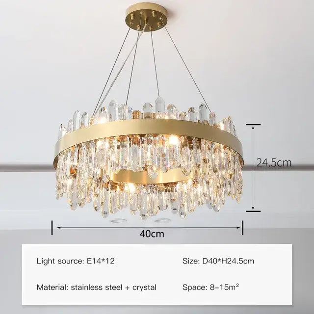 Gold Crystal Circle Chandelier