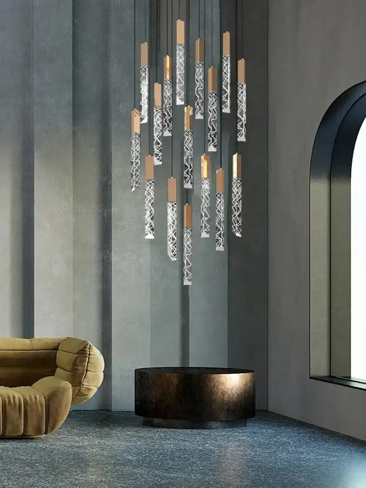 Gold Crystal Spiral 68-Light Cascading Chandelier