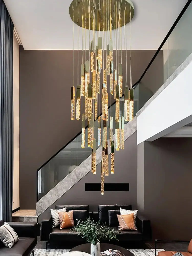 Gold Crystal Spiral 68-Light Cascading Chandelier