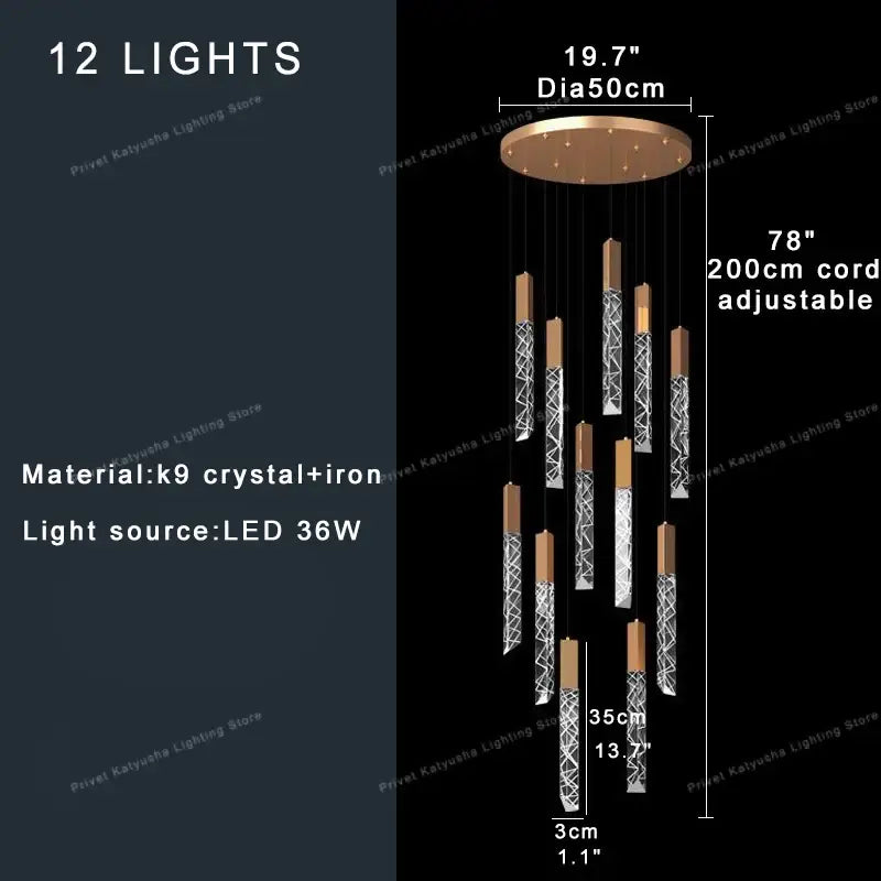 Gold Crystal Spiral 68-Light Cascading Chandelier