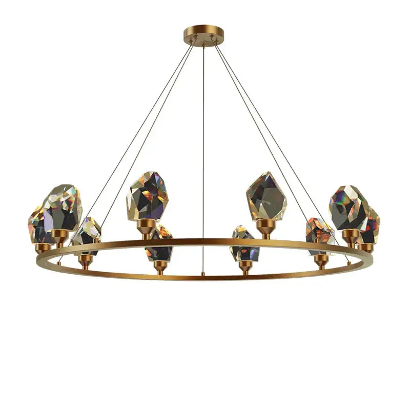 Copper Crystal Round Chandelier