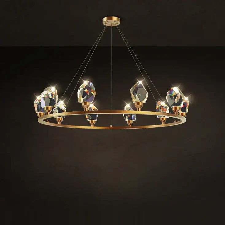 Copper Crystal Round Chandelier