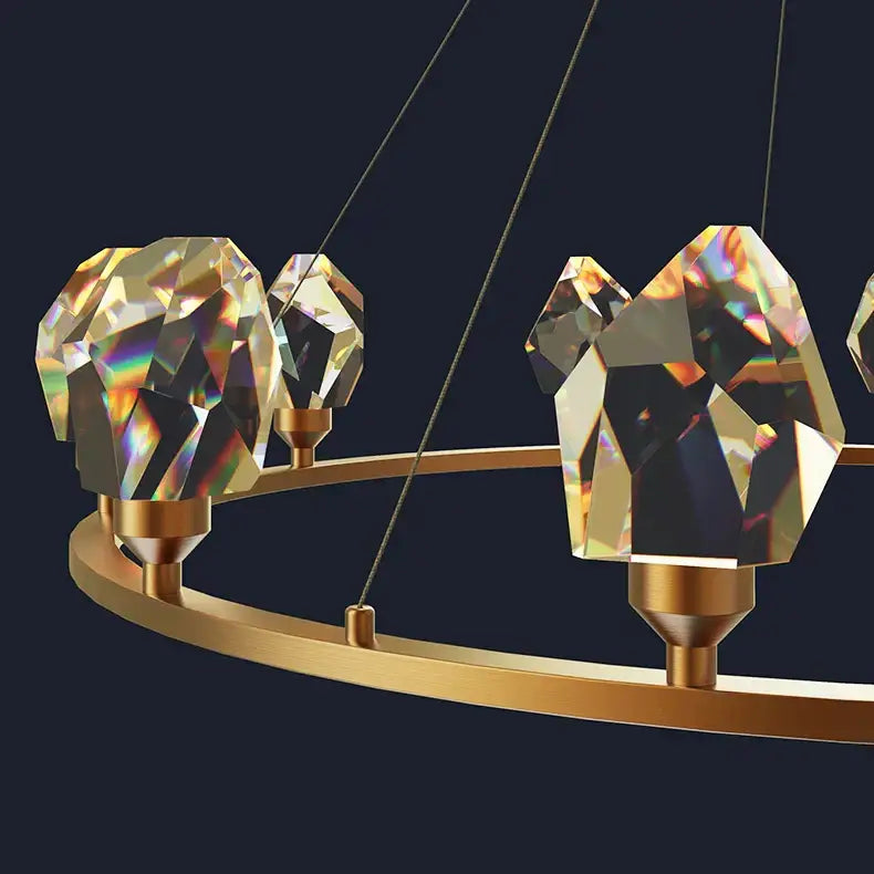 Copper Crystal Round Chandelier