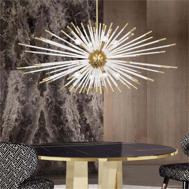 Gold Crystal Dandelion Dimmable Living Room Chandelier