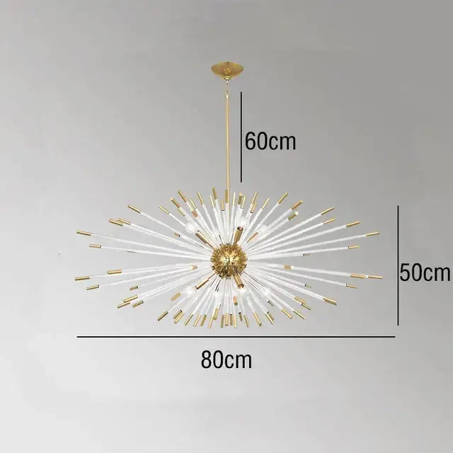 Gold Crystal Dandelion Dimmable Living Room Chandelier