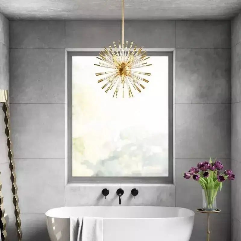 Gold Crystal Dandelion Dimmable Living Room Chandelier