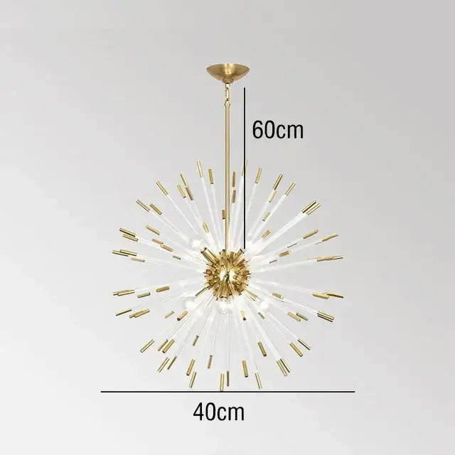 Gold Crystal Dandelion Dimmable Living Room Chandelier