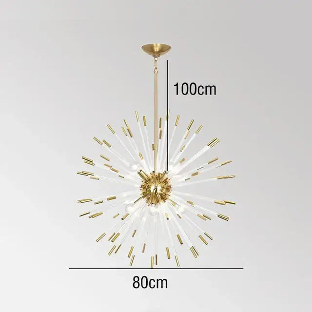 Gold Crystal Dandelion Dimmable Living Room Chandelier