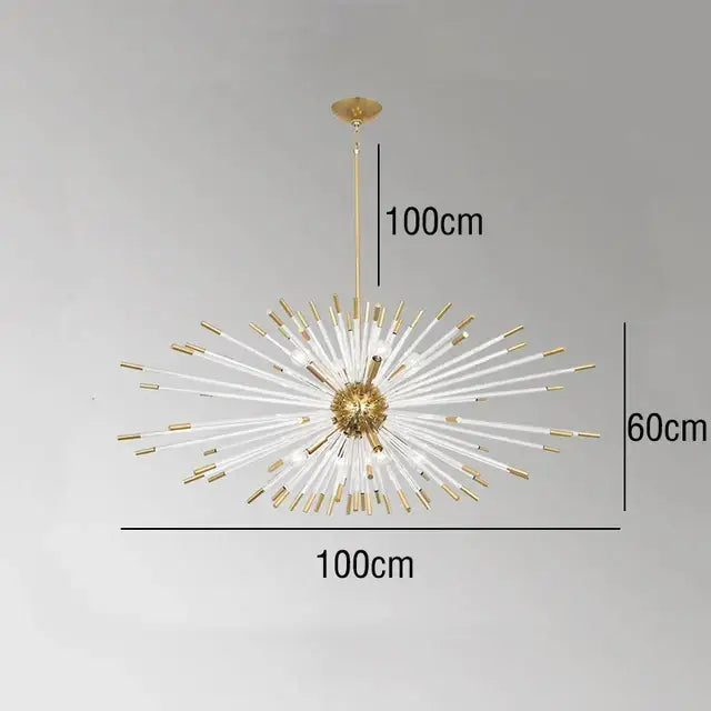 Gold Crystal Dandelion Dimmable Living Room Chandelier