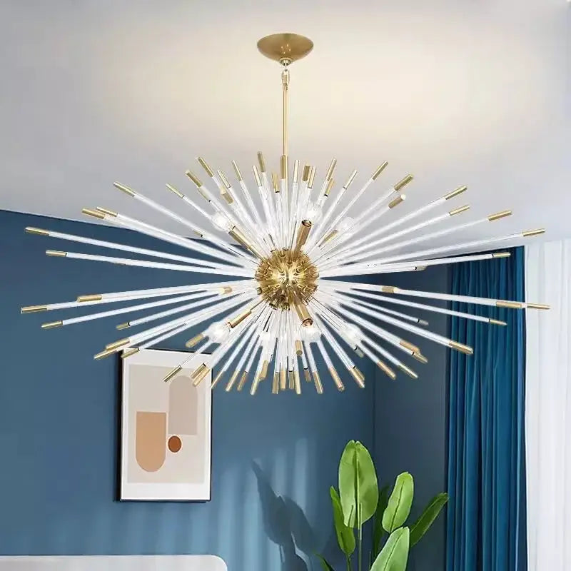 Gold Crystal Dandelion Dimmable Living Room Chandelier