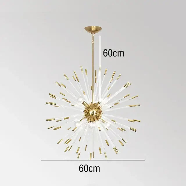 Gold Crystal Dandelion Dimmable Living Room Chandelier