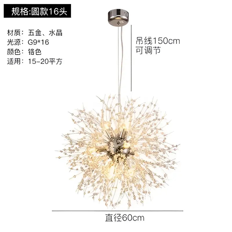 Gold Crystal Dandelion Pendant