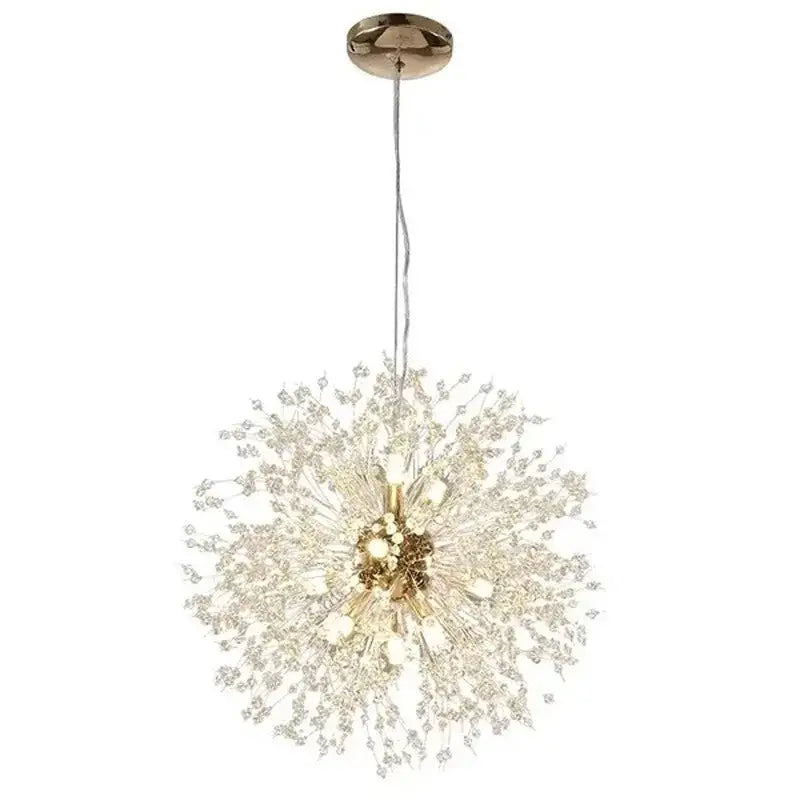 Gold Crystal Dandelion Pendant