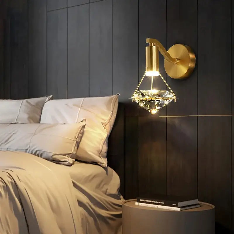 Gold Crystal Nordic Bedroom Wall Lamp