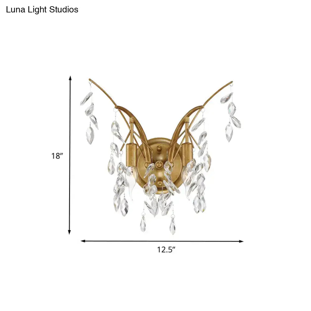 Gold Crystal Drop Sconce