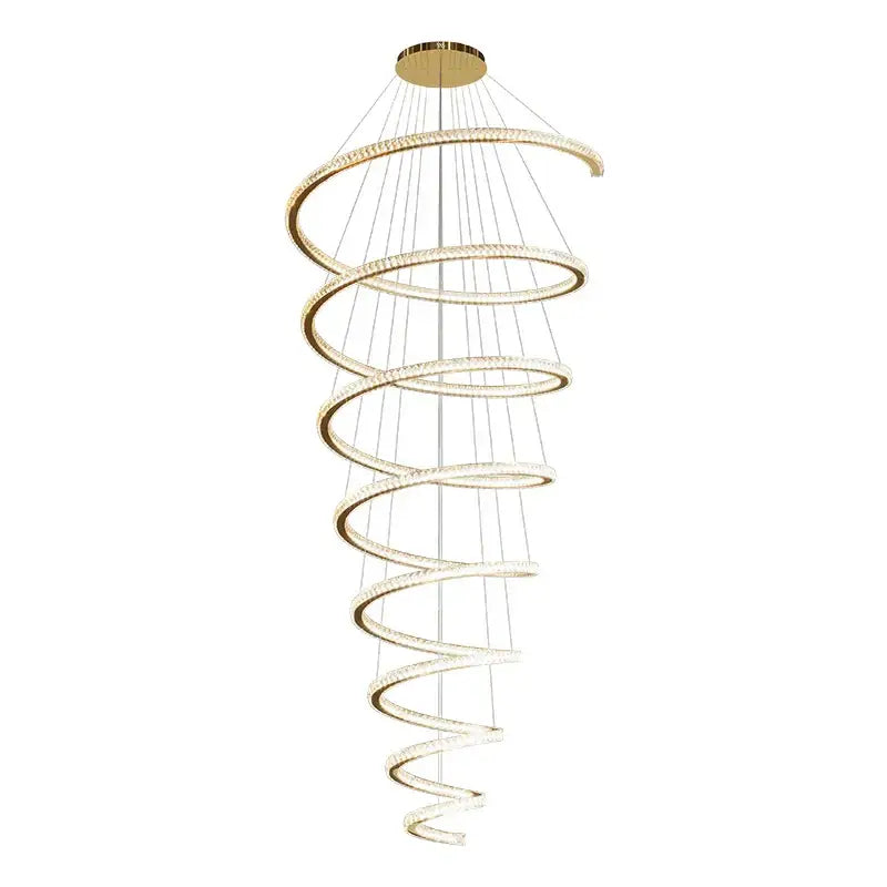 Gold Crystal Ring Chandelier Stepless Dimming
