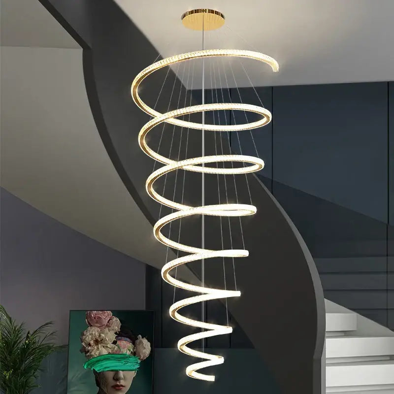 Gold Crystal Ring Chandelier Stepless Dimming
