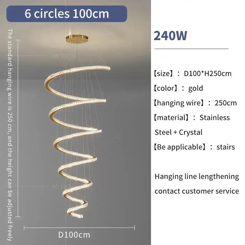 Gold Crystal Ring Chandelier Stepless Dimming