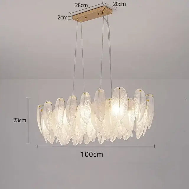 Gold Crystal Feather Chandelier Pearl Layered