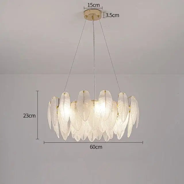 Gold Crystal Feather Chandelier Pearl Layered