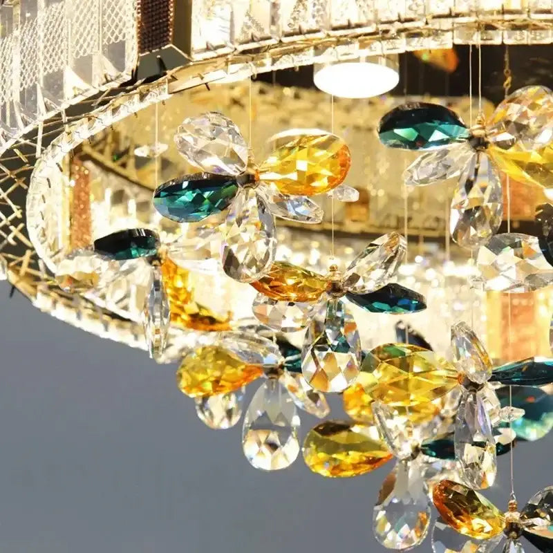 Gold Crystal Flower Ceiling Lamp