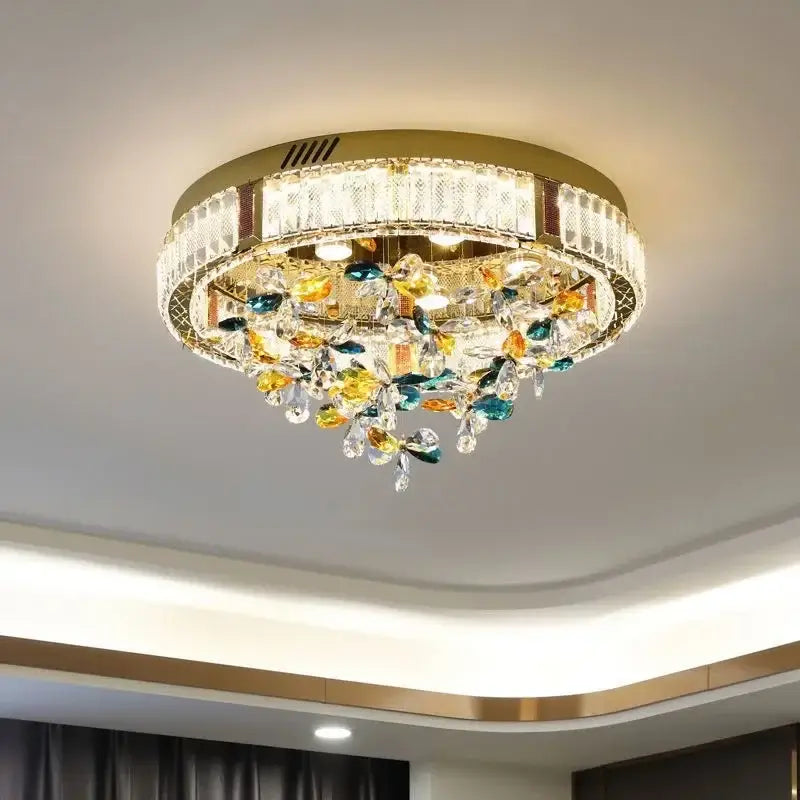 Gold Crystal Flower Ceiling Lamp