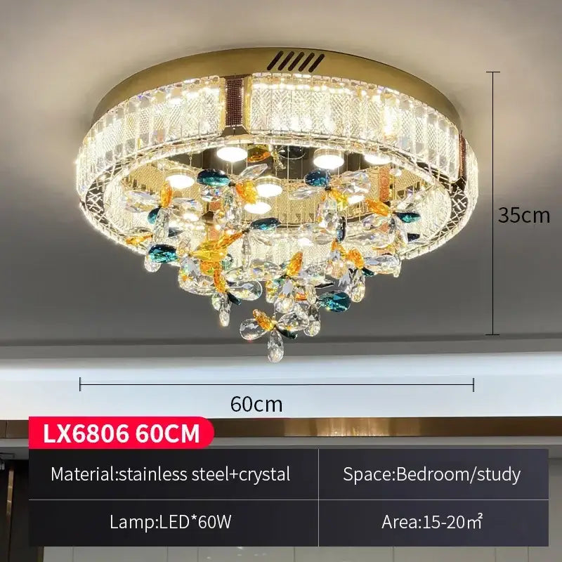 Gold Crystal Flower Ceiling Lamp