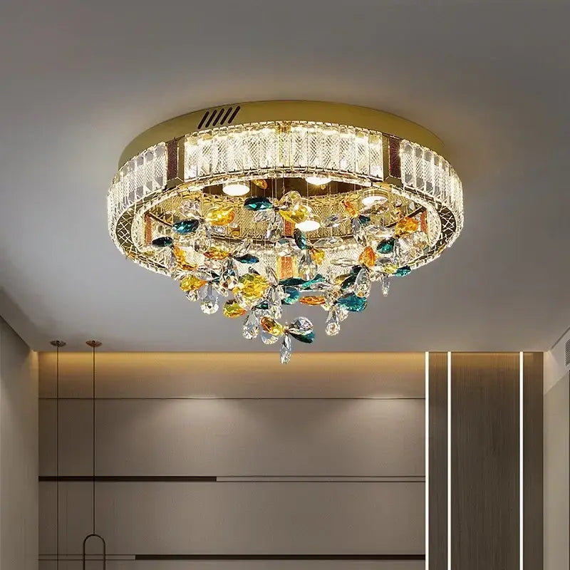 Gold Crystal Flower Ceiling Lamp