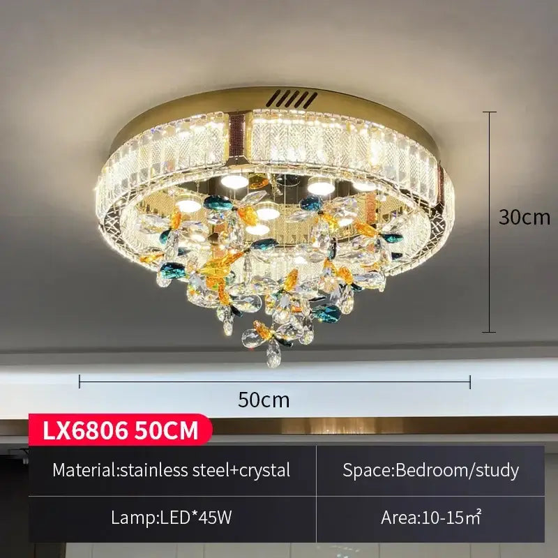 Gold Crystal Flower Ceiling Lamp
