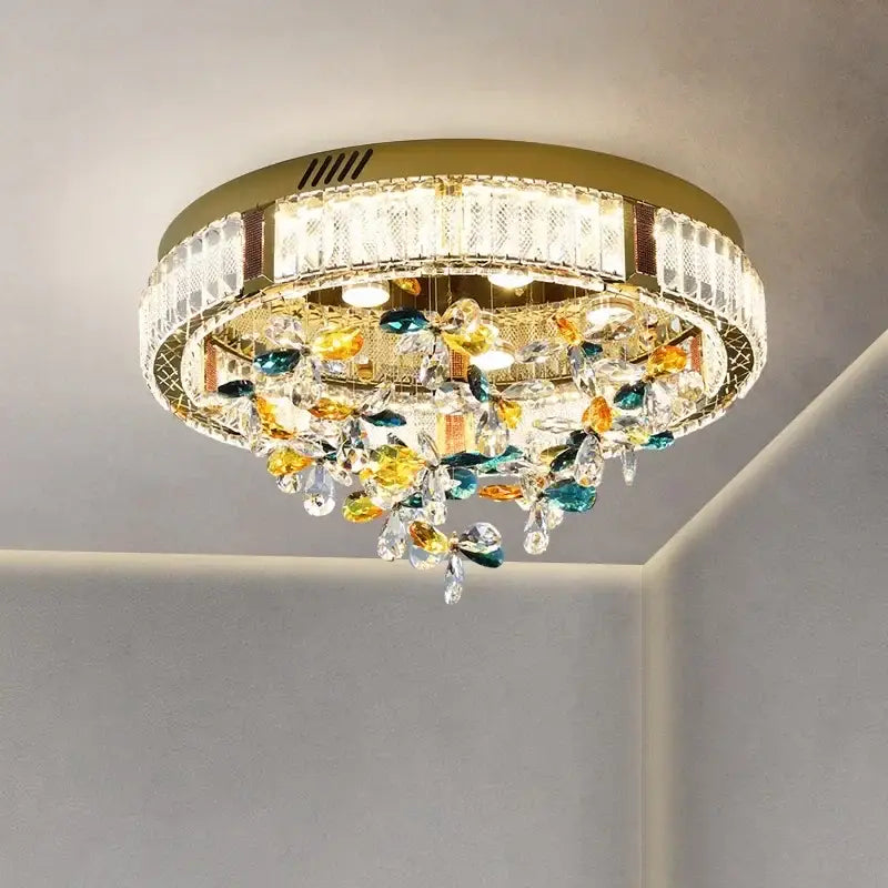 Gold Crystal Flower Ceiling Lamp
