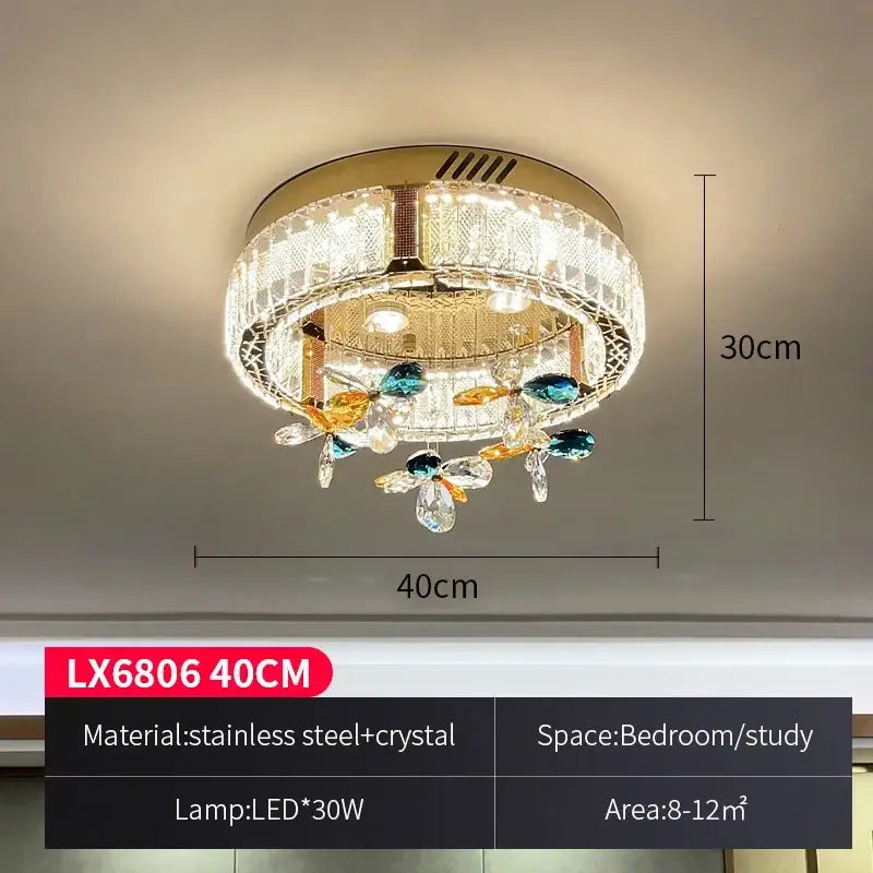 Gold Crystal Flower Ceiling Lamp