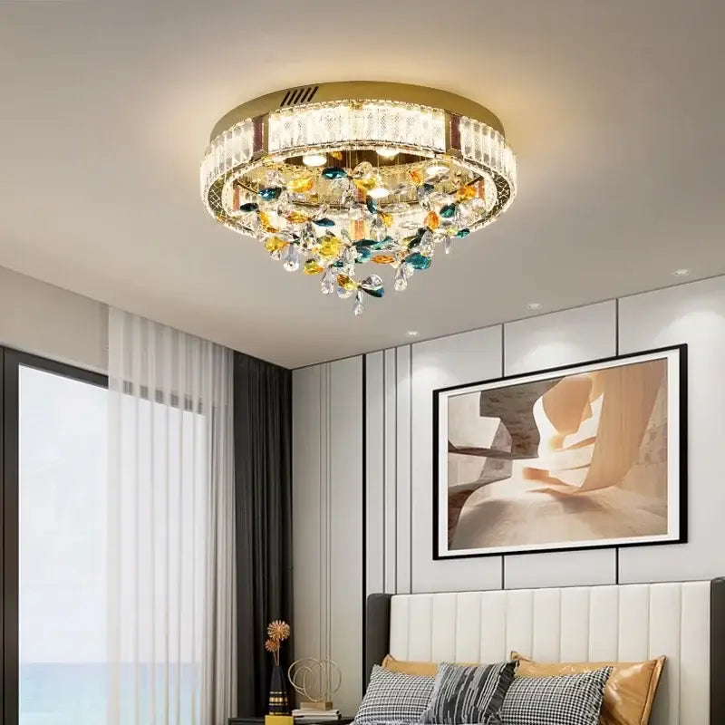 Gold Crystal Flower Ceiling Lamp