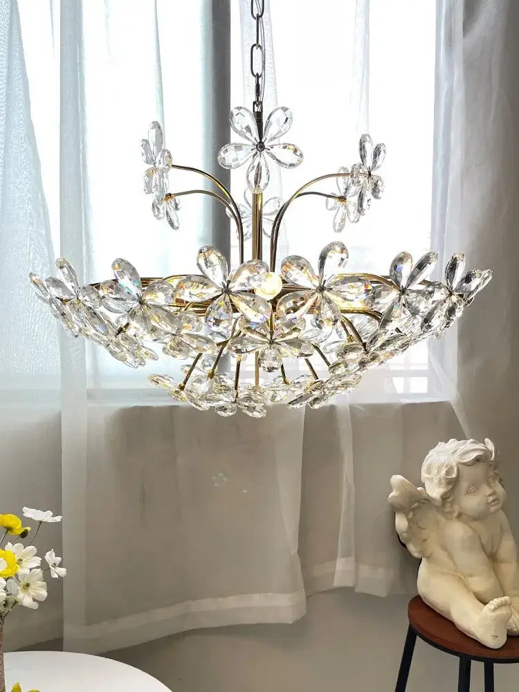 Gold Crystal Flower Pendant