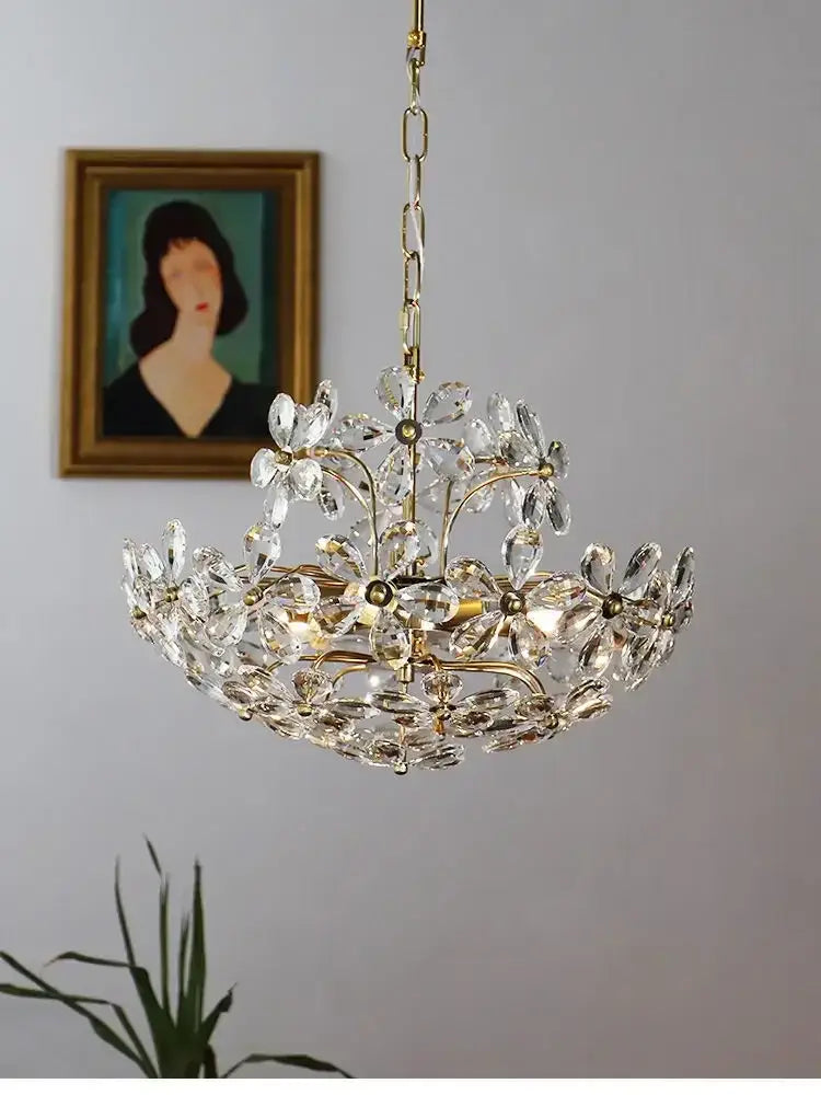 Gold Crystal Flower Pendant