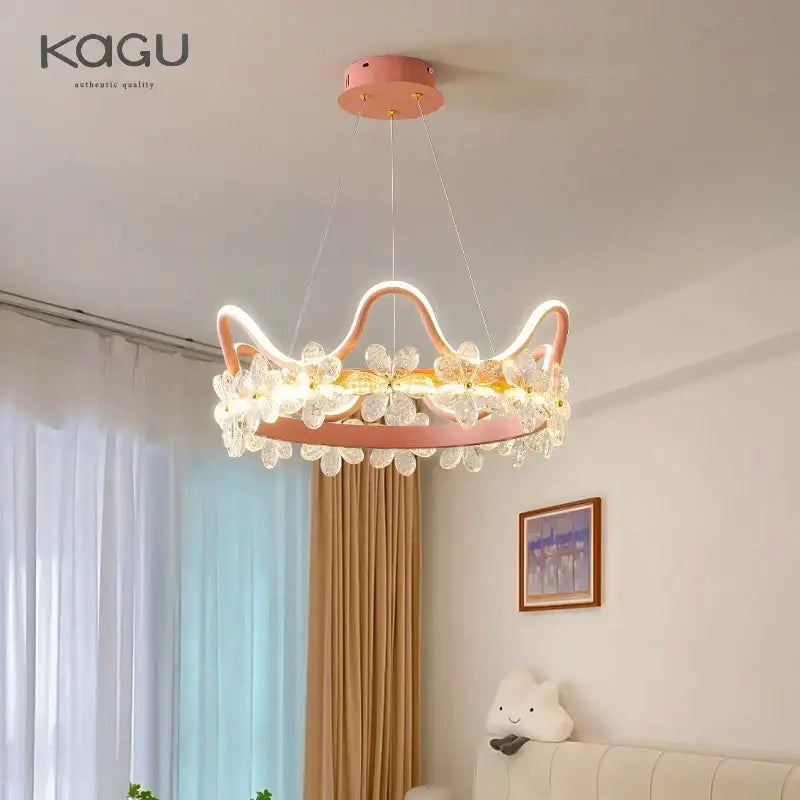 Gold Crystal Flower Ring Chandelier