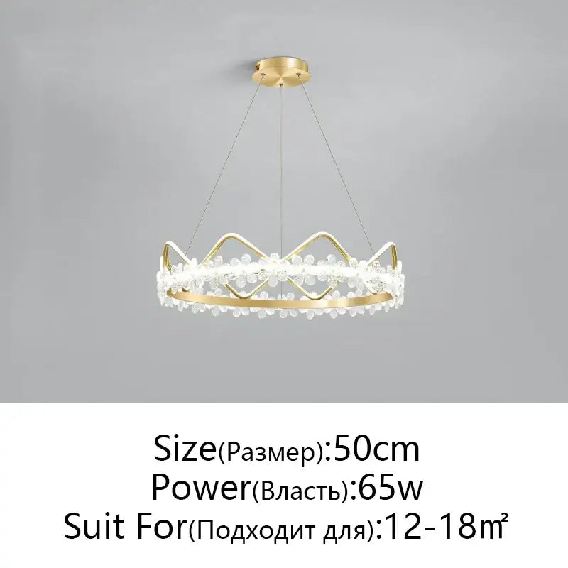 Gold Crystal Flower Ring Chandelier