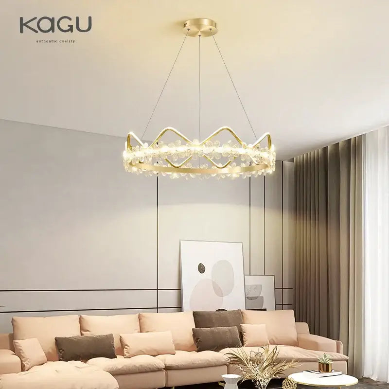 Gold Crystal Flower Ring Chandelier