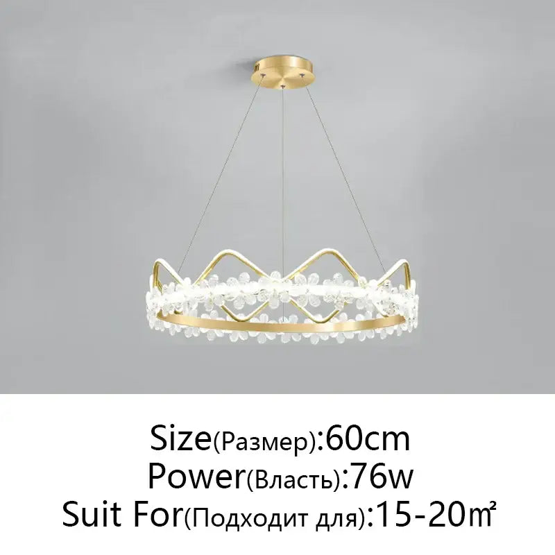 Gold Crystal Flower Ring Chandelier