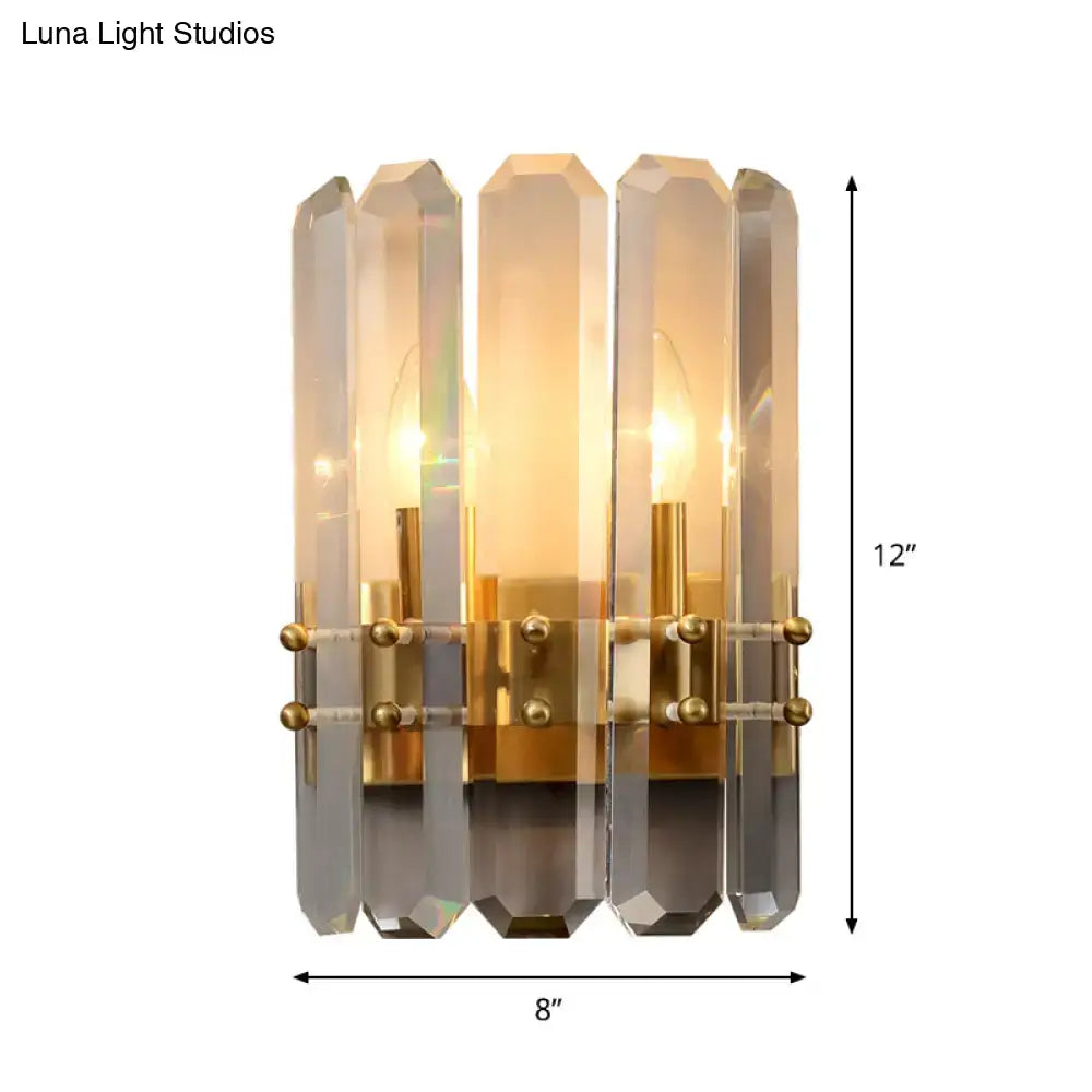 Gold Crystal Half-Cylinder Wall Lamp