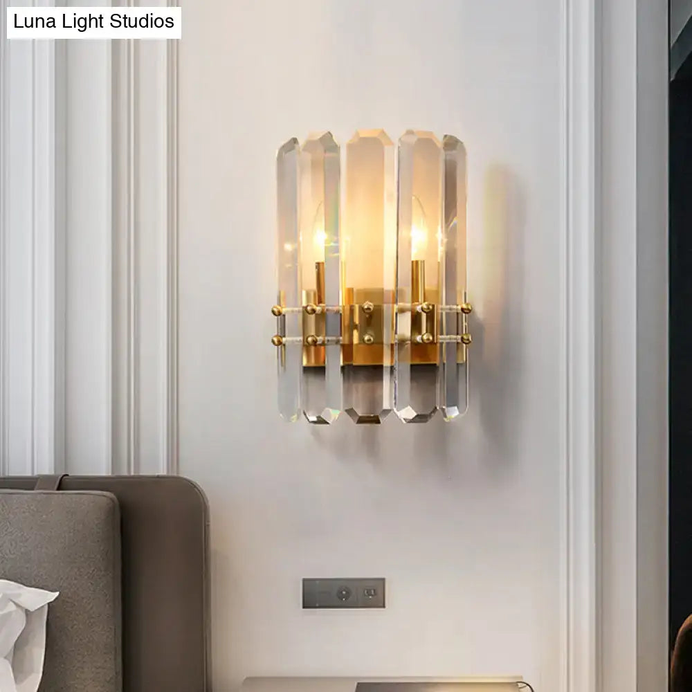 Gold Crystal Half-Cylinder Wall Lamp