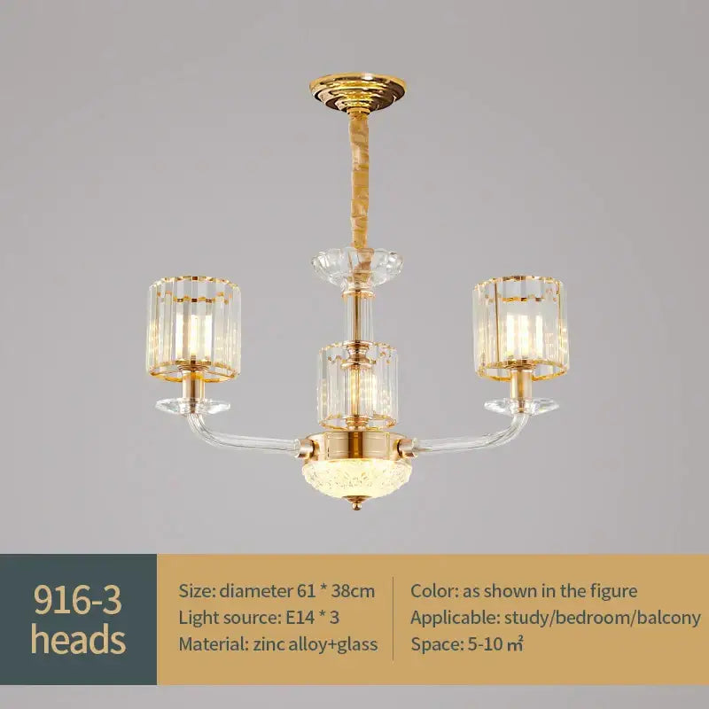 Gold Crystal 15-Head European Pendant Lamp