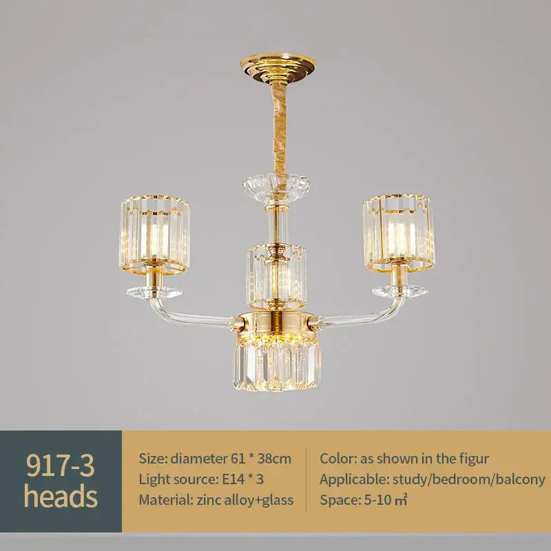 Gold Crystal 15-Head European Pendant Lamp