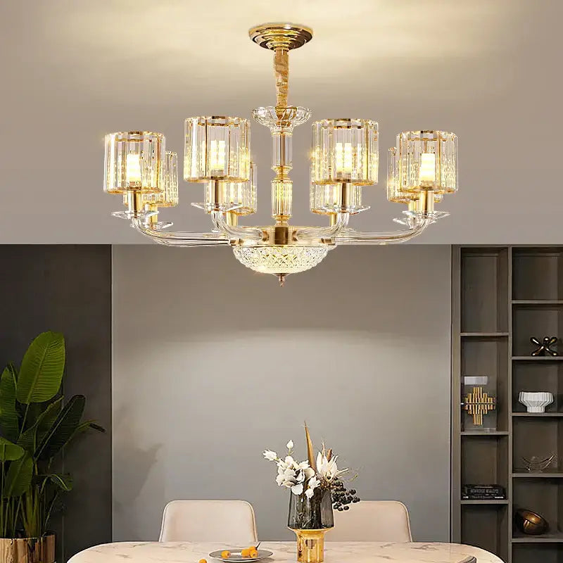 Gold Crystal 15-Head European Pendant Lamp