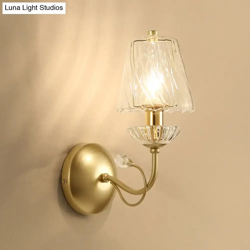 Gold Crystal Industrial Glow Wall Sconce