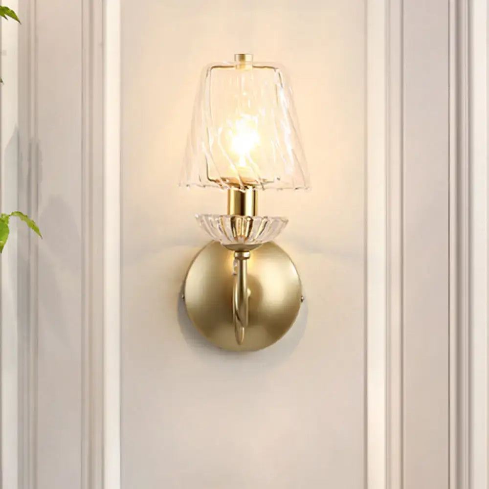 Gold Crystal Industrial Glow Wall Sconce