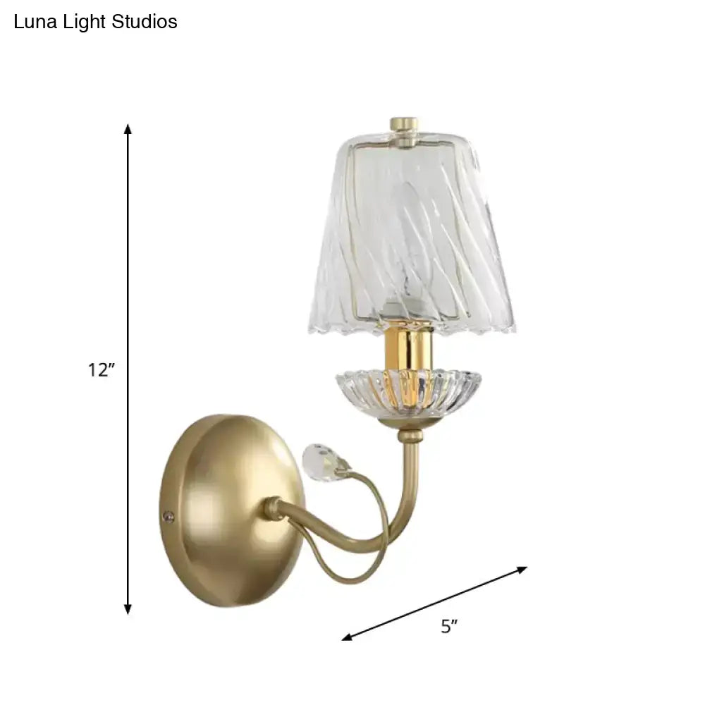 Gold Crystal Industrial Glow Wall Sconce
